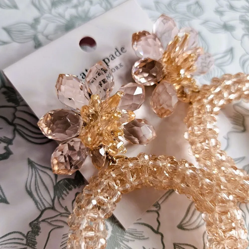 NWT Kate Spade Beaded Flower Hoop Earrings
